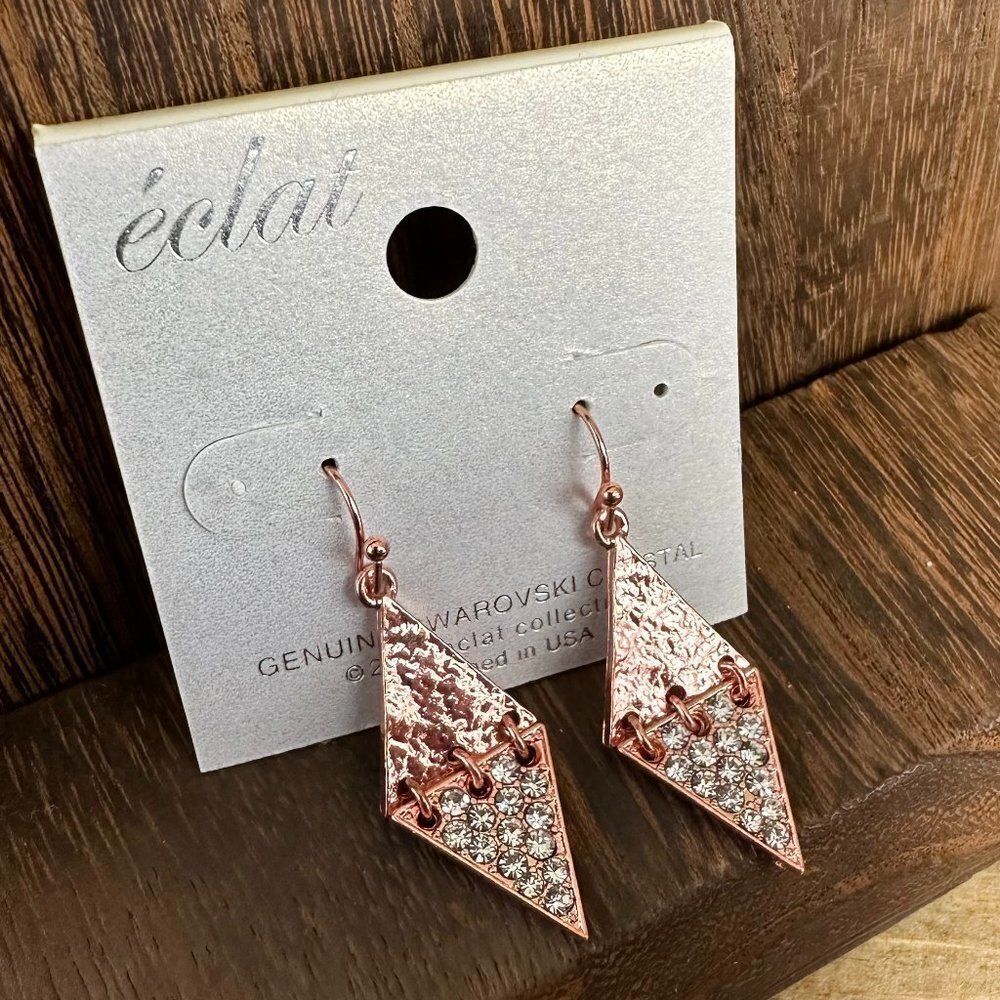 Eclat Copper Toned earrings Swarovski Crystals NWT‎